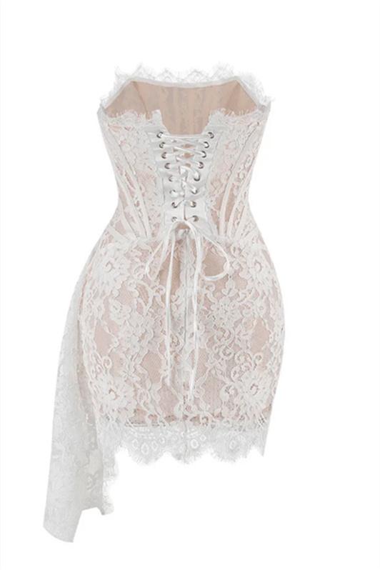 Exclusive Ivanna Strapless Lace Corset Mini Dress Venus Designer Edit