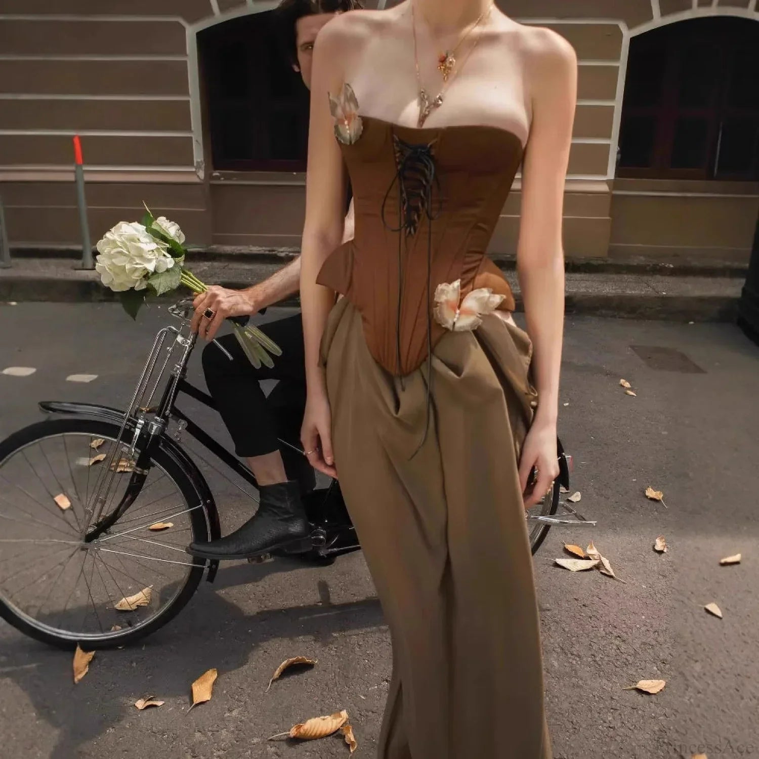 Retro Sexy Boned Waist Strapless Prom Dress