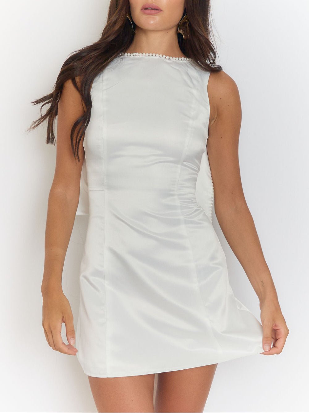 Pearl Vivian Bow Backless Mini Dress