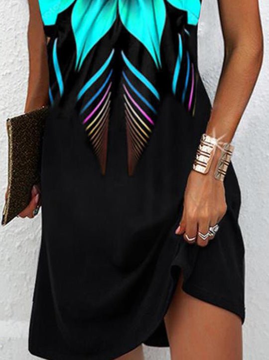 Easygoing Printed Suspender Mini Dress