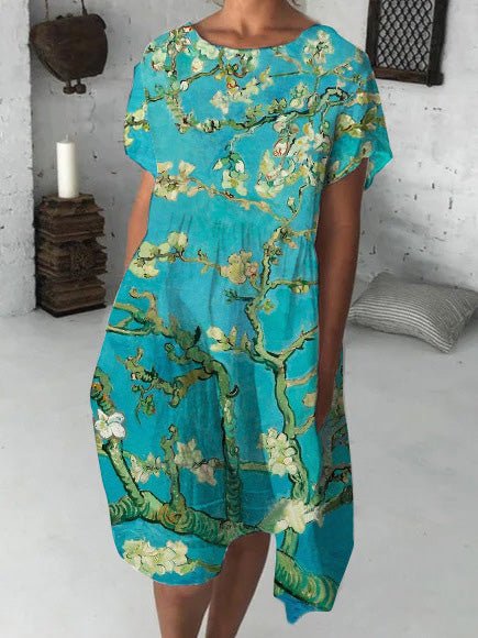 Bloom Print Short Sleeve Casual Dress