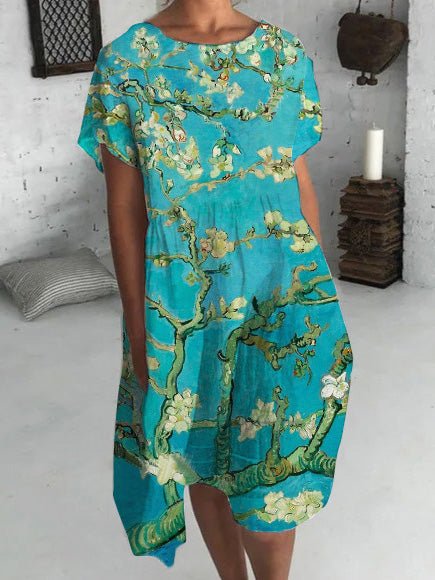 Bloom Print Short Sleeve Casual Dress