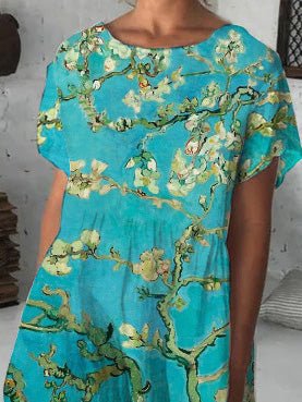 Bloom Print Short Sleeve Casual Dress