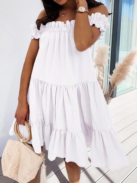 One Loose Word Collar Ruffle Dress