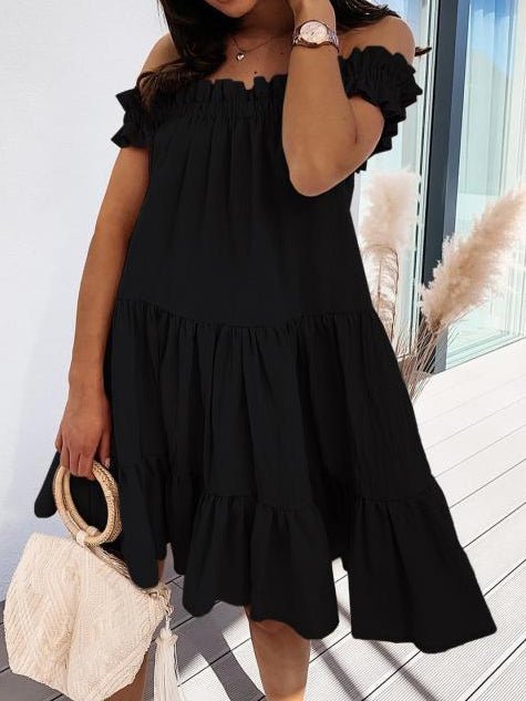One Loose Word Collar Ruffle Dress